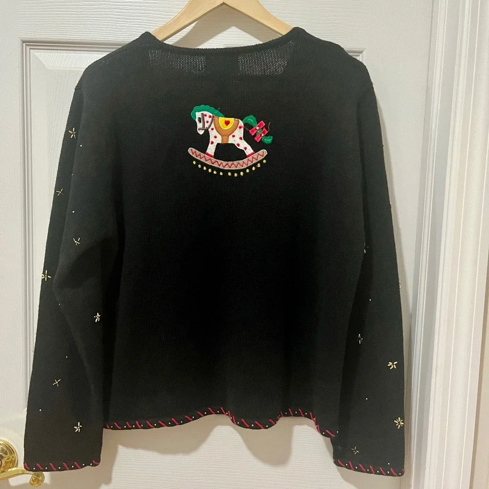 VTG 90s‎ Designer Originals Studio Festive Christmas Sweater Holiday Sparkle L
